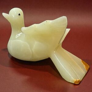 Vintage Hand Carved Stone Love Bird Dove Pigeon 6" Ivory Onyx Marble